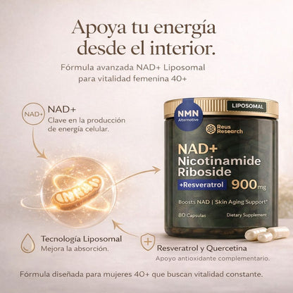 NAD+ con Resveratrol · Vitalidad que se siente - Energía que permanece.