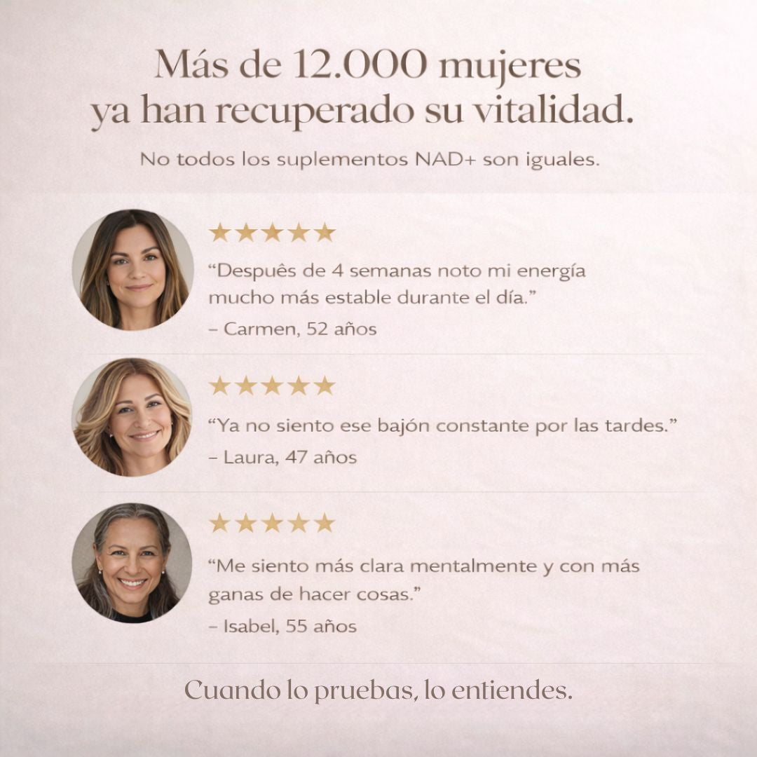 NAD+ con Resveratrol · Vitalidad que se siente - Energía que permanece.