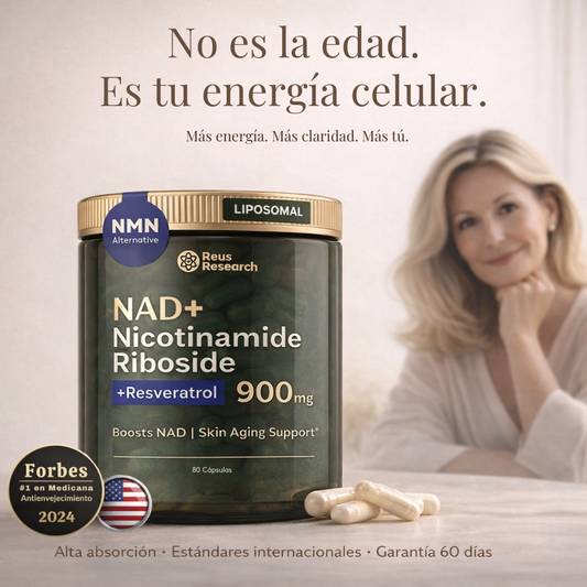 NAD+ con Resveratrol · Vitalidad que se siente - Energía que permanece.
